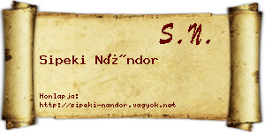 Sipeki Nándor névjegykártya